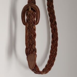 Vintage Braided Brown Leather Belt - Made In Thailand
